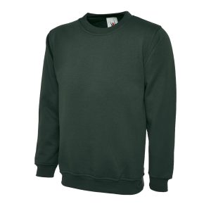 Bottle Green childrens classic sweatshirt front view
