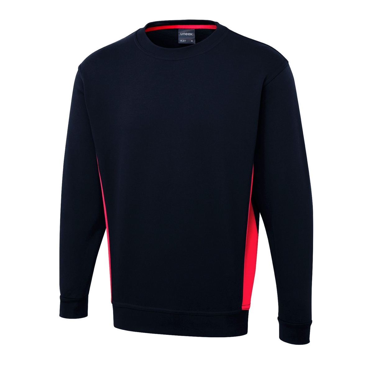 Navy/Red two tone crew neck sweatshirt front view