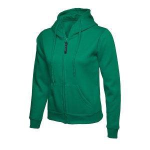 Kelly Green ladies classic full zip hoodie front view