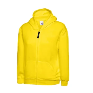 Yellow childrens classic full zip hoodie front view