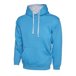 Sapphire Heather Grey contrast hoodie front view