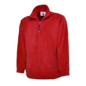 Red classic quarter zip fleece jacket front view