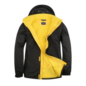 Black/Submarine Yellow deluxe outdoor jacket front view