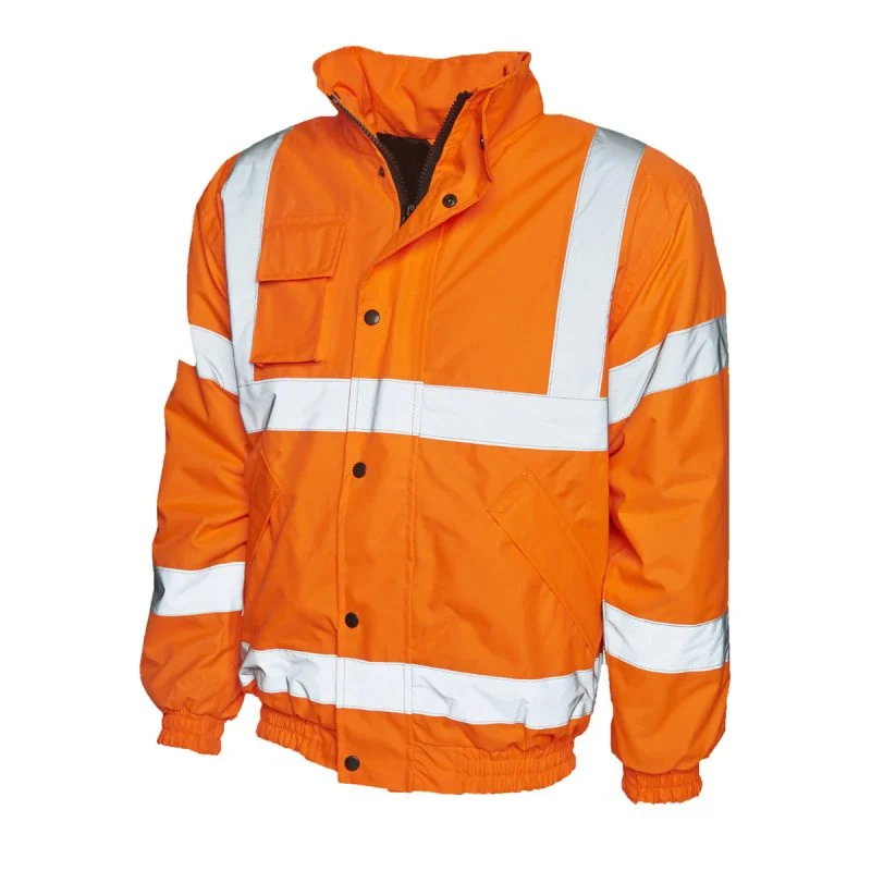 Orange hi vis bomber jacket front view
