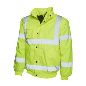 Yellow hi vis bomber jacket front view
