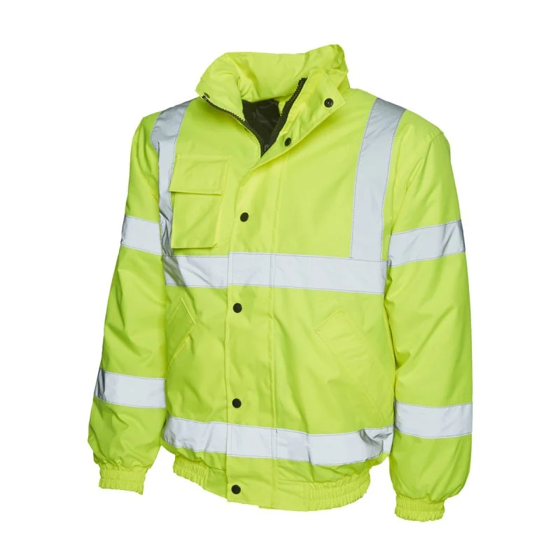 Yellow hi vis bomber jacket front view