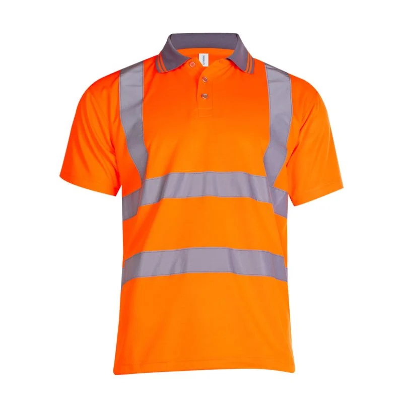 Orange hi vis short sleeve polo shirt front view