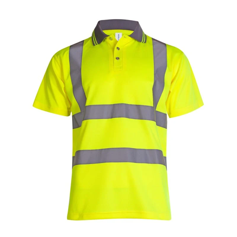 Yellow hi vis short sleeve polo shirt front view