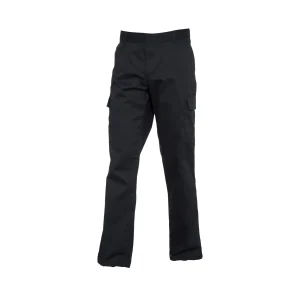 Black ladies workwear cargo trousers front view