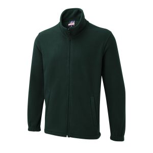 Bottle Green UX full zip fleece front view