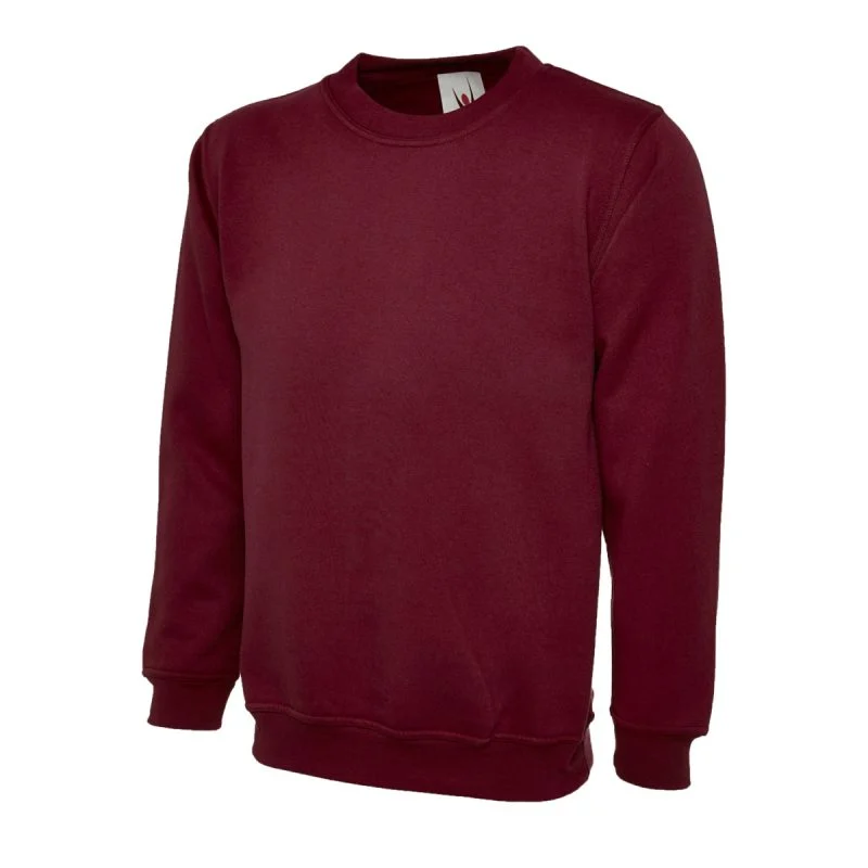 Maroon UX childrens sweatshirt front view