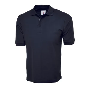 Navy classic cotton polo shirt front view