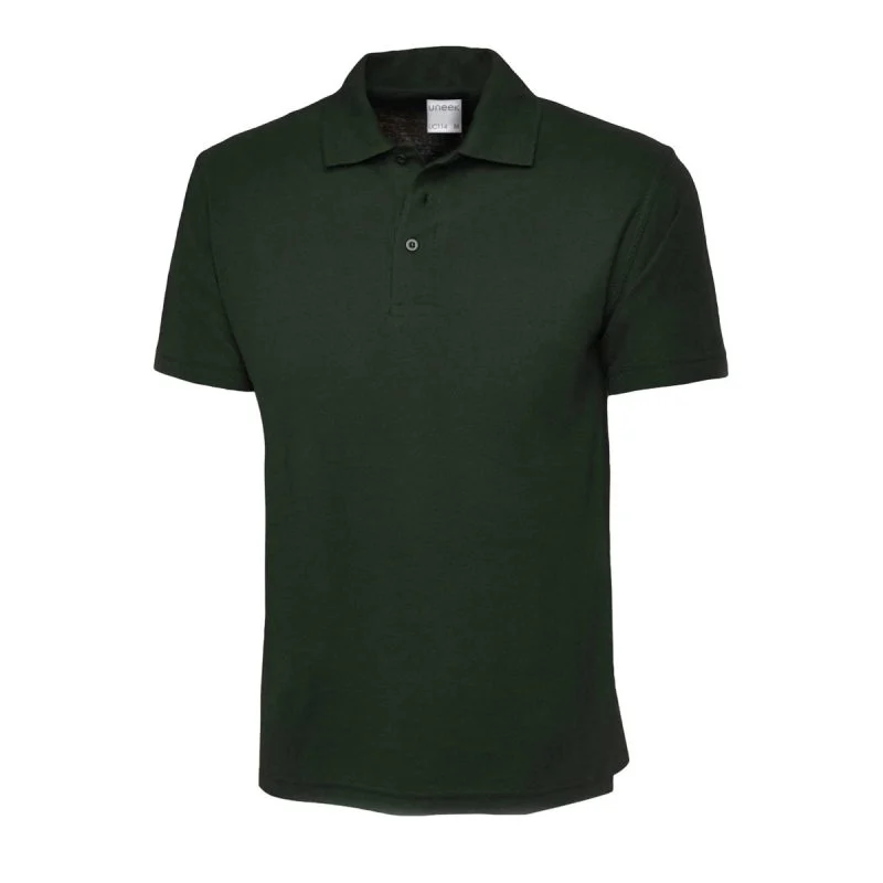 Bottle Green mens active cotton polo shirt front view