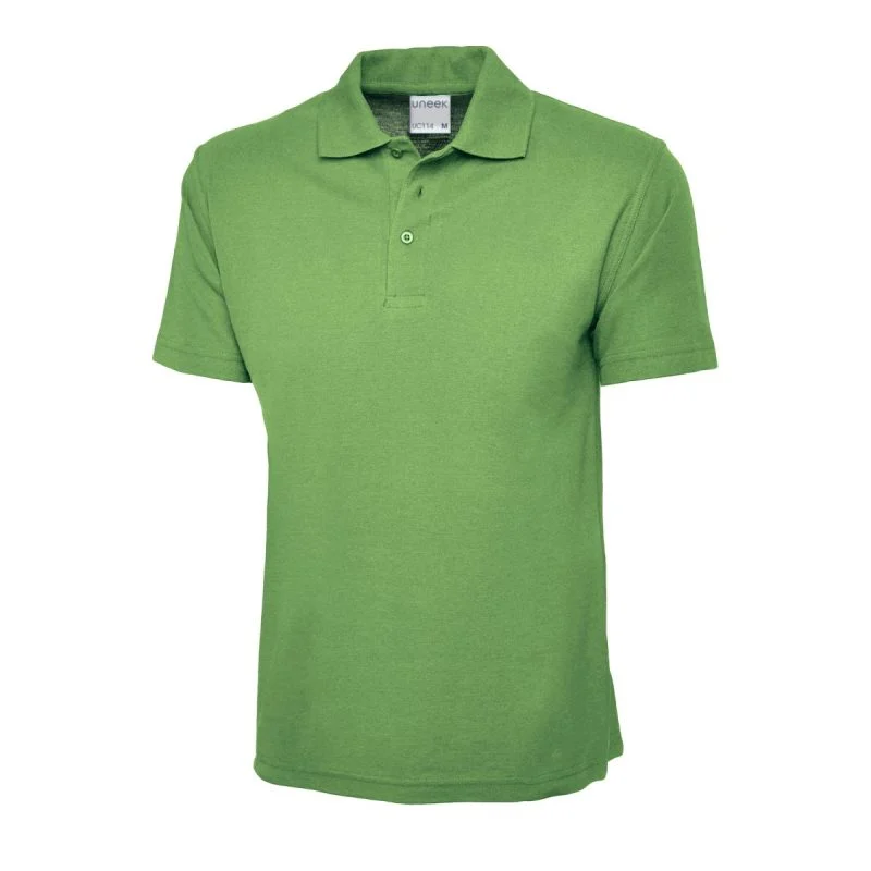 Lime mens active cotton polo shirt front view