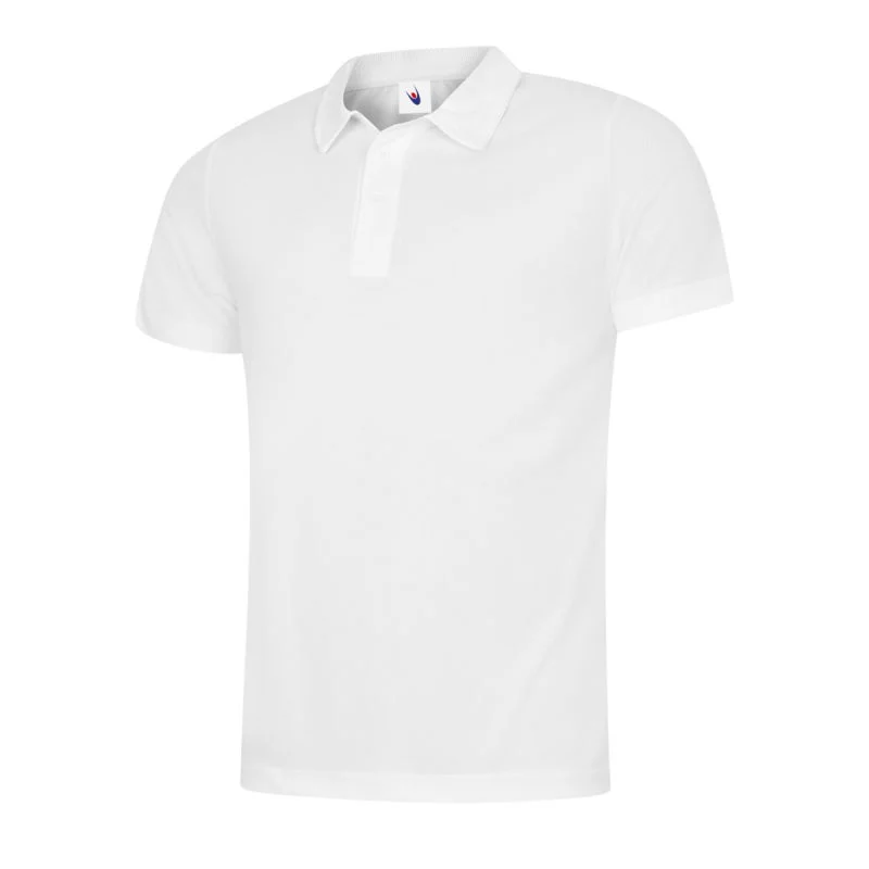 White mens ultra cool polo shirt front view