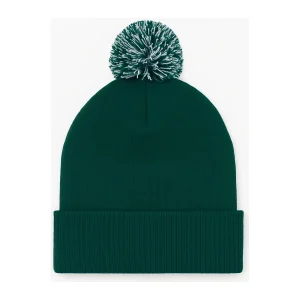 Bottle Green/Off White Pom Pom Beanie front view