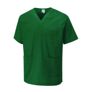 Bottle Green Scrub Tunic front view