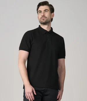 Black Pro RTX Pro Premium Piqué Polo Shirt RX110 worn by model front view
