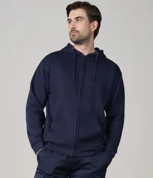 Navy Pro RTX Pro Zip Hoodie RX351 worn by model front view