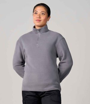 Solid Grey Pro RTX 1/4 Zip Micro Fleece RX415 worn by model front view