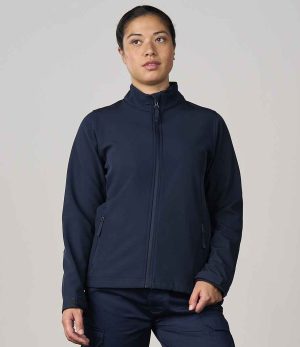 Navy Pro RTX Pro Two Layer Soft Shell Jacket RX500 worn by model front view