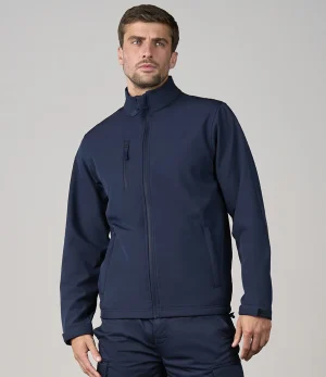 Navy Pro RTX Pro Three Layer Soft Shell Jacket RX530 worn by model front view