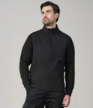 Black Pro RTX Pro Two Layer Soft Shell Gilet RX550 worn by model front view