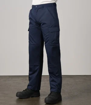Navy Pro RTX Pro Workwear Cargo Trousers RX600 worn by model front view