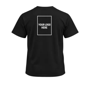 Back of a black T-shirt with an A5 printed logo