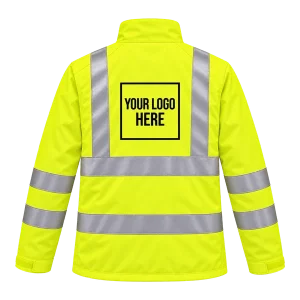 Yellow Hi-Vis jacket with an A5 logo printed on the back